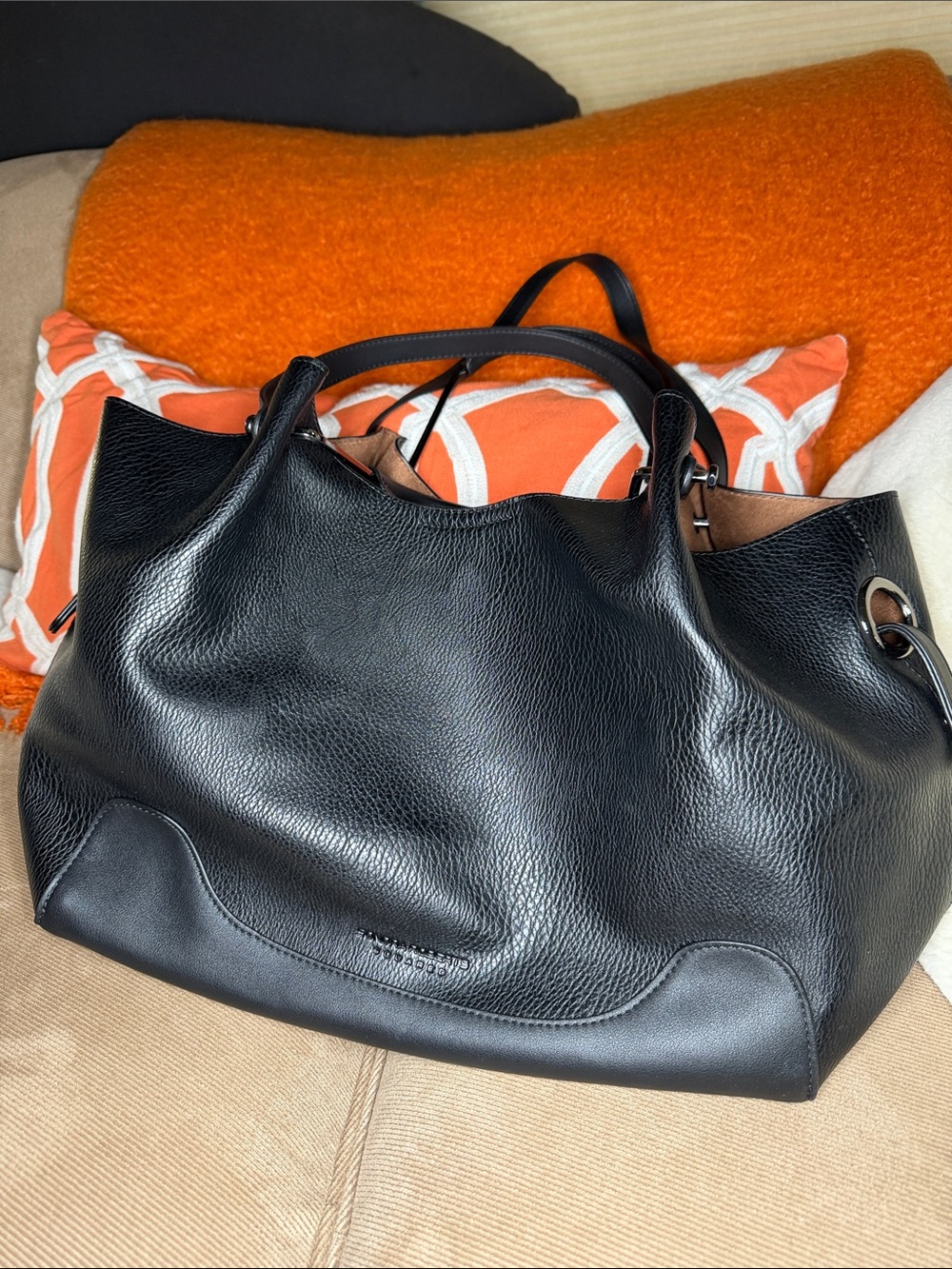 Black Leather Tote Bag - Women's Stylish Everyday Carry